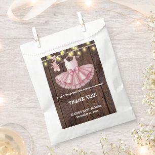 Rustic Little Ballerina Tutu Glitter Baby Shower Favour Bag