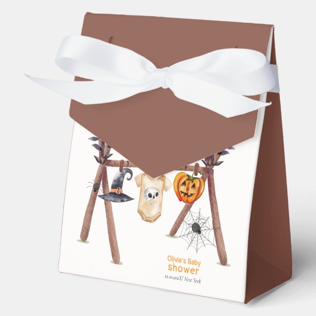 Rustic Little Boo Halloween Clothes Baby Shower  Favor Box (Front)