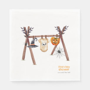 Rustic Little Boo Halloween Clothes Baby Shower  Napkin