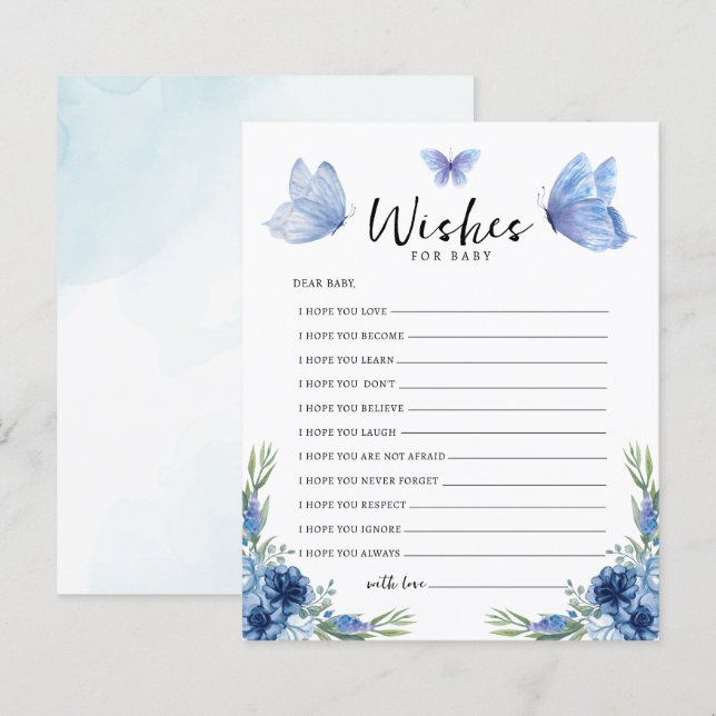 Rustic Little Butterfly Flowers Wishes Game  (Front/Back)