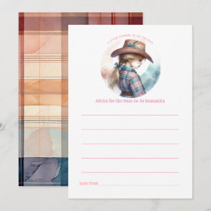 Rustic Little Cowgirl Baby Shower Advice Card