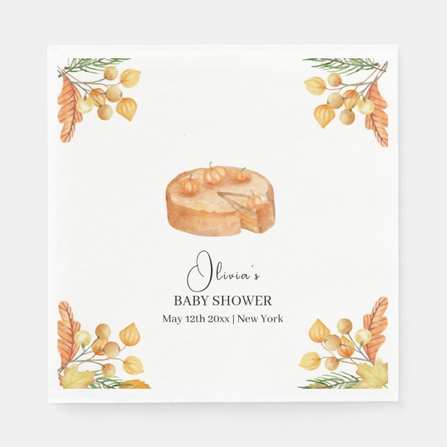 Rustic Little Cutie Pumpkin Pie Fall Baby Shower Napkin (Front)