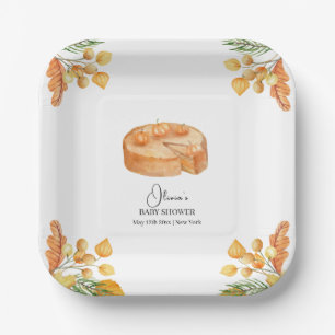Rustic Little Cutie Pumpkin Pie Fall Baby Shower Paper Plate