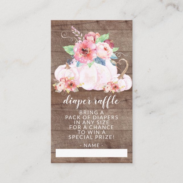 Rustic Little Pumpkin Baby Shower Diaper Raffle Enclosure Card (Front)
