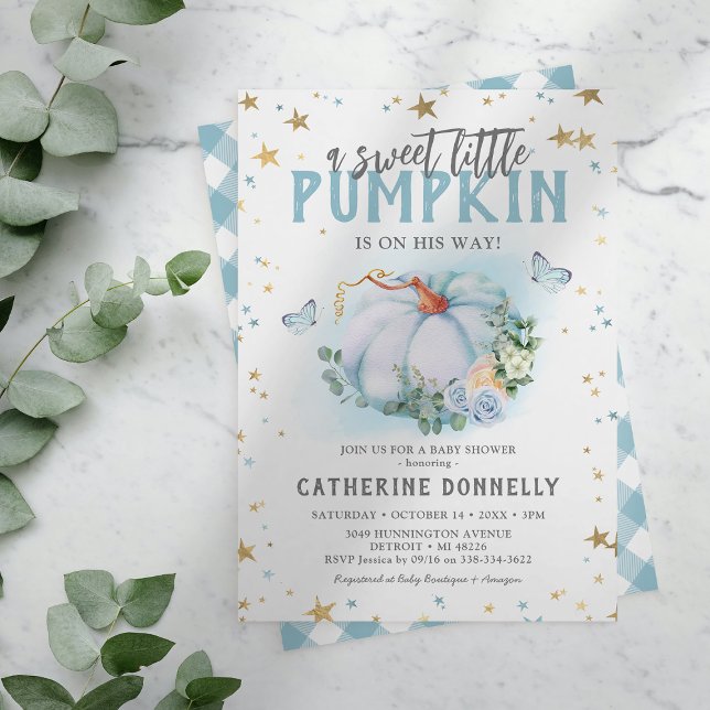 Rustic Little Pumpkin Boy Baby Shower Invitation (Creator Uploaded)