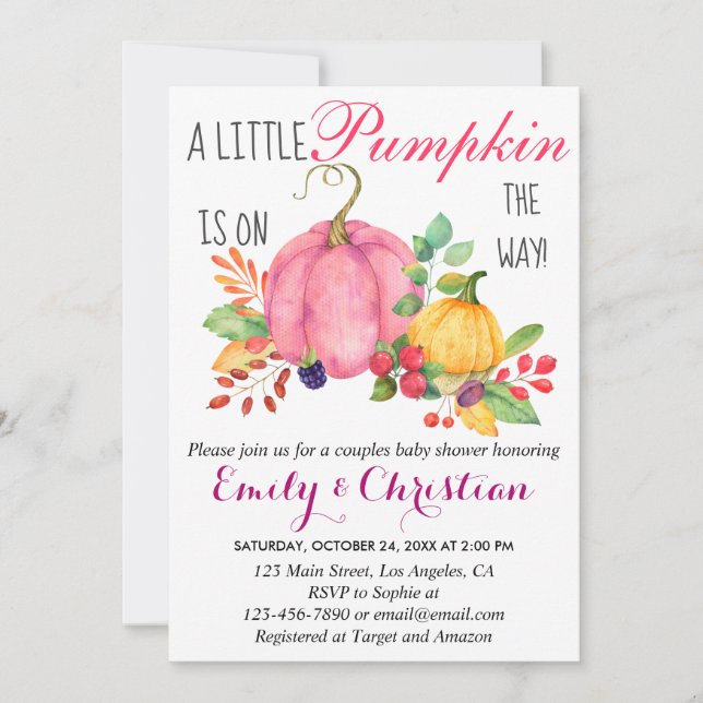 Rustic Little Pumpkin Fall Couples Baby Shower Invitation (Front)