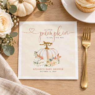 Rustic Little Pumpkin Fall Floral Baby Shower Napkin