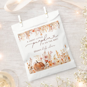 Rustic Little Pumpkin Fall Wildflowers Baby Shower Favour Bag