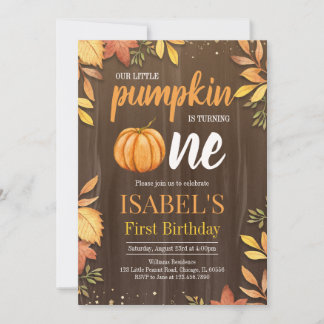 Rustic Little Pumpkin First Birthday Invitation
