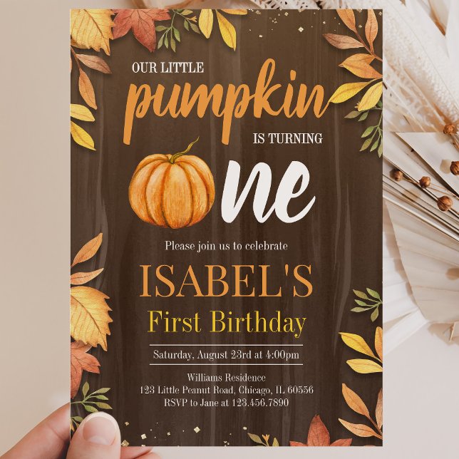 Rustic Little Pumpkin First Birthday Invitation (Creator Uploaded)
