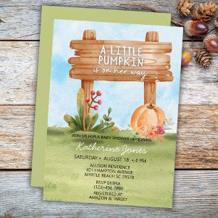Rustic  Little Pumpkin On the Way  Baby Shower   Invitation