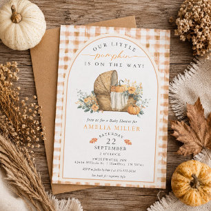 Rustic Little Pumpkin on the Way Fall Baby Shower Invitation