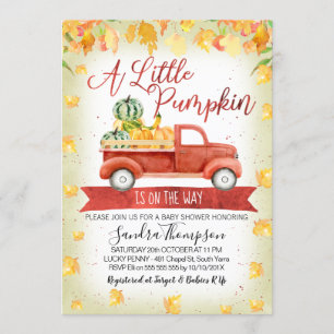 Rustic Little Pumpkin Truck Baby Shower Invitation