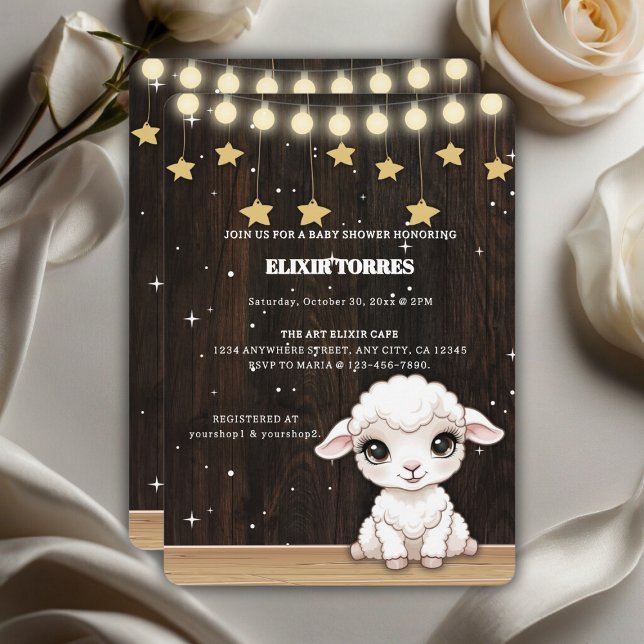 Rustic Little White Lamb Baby Shower Invitation (Creator Uploaded)