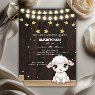 Rustic Little White Lamb Baby Shower Invitation