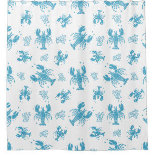 Rustic Lobster Nautical Block Print Pattern