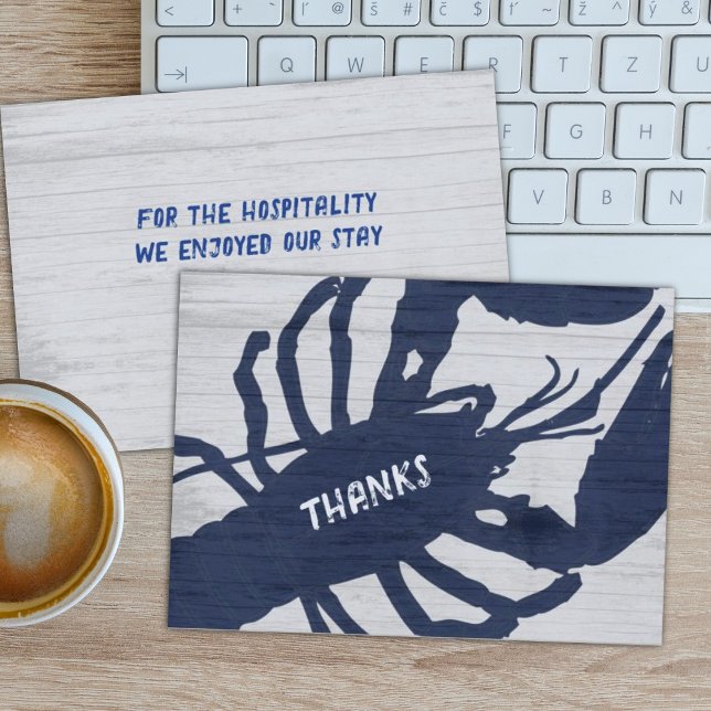 Rustic Lobster Navy Blue Wood Grain Thank You (Creator Uploaded)