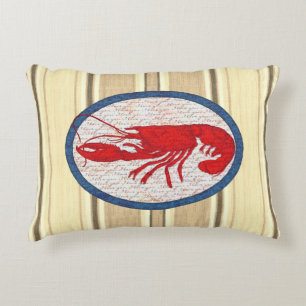 Rustic Lobster Vintage Red White Blue Nautical Decorative Pillow