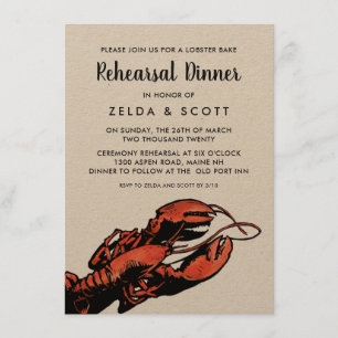 Rustic Lobster Wedding Dinner Rehearsal Invitation