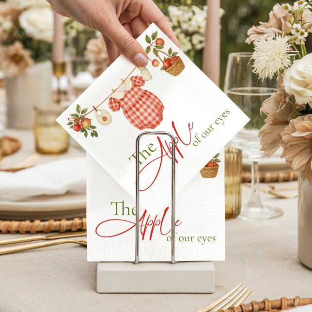 Rustic Locally Grown Clothesline Apple Baby Shower Napkin (Creator Uploaded)