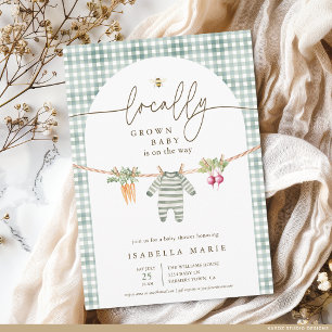 Rustic Locally Grown Gender Neutral Baby Shower Invitation