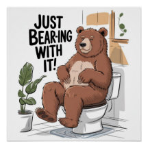 Rustic Lodge Bathroom Humor  Just Bearing With It