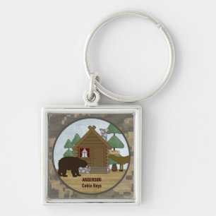 Rustic Lodge Cabin Keys with Bear and Moose Keychain
