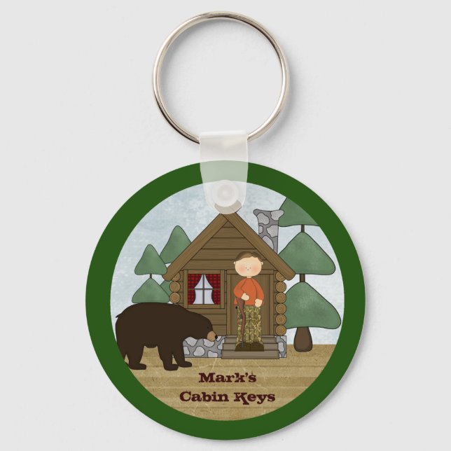 Rustic Lodge Country Cabin Keys with Bear Keychain (Front)