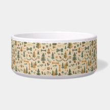 Rustic Lodge Pet Bowl – Woodland Paw Prints