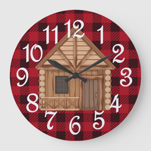 Rustic Log Cabin Acrylic Wall Clock (Front)