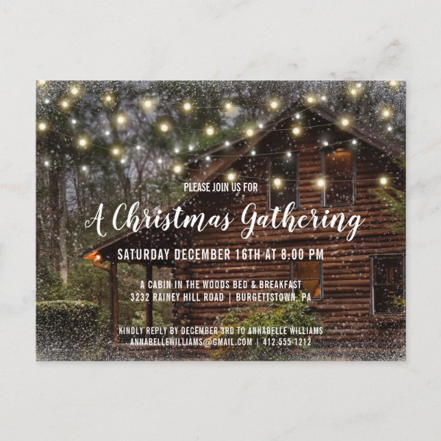 Rustic Log Cabin Christmas Party Invitation (Front)
