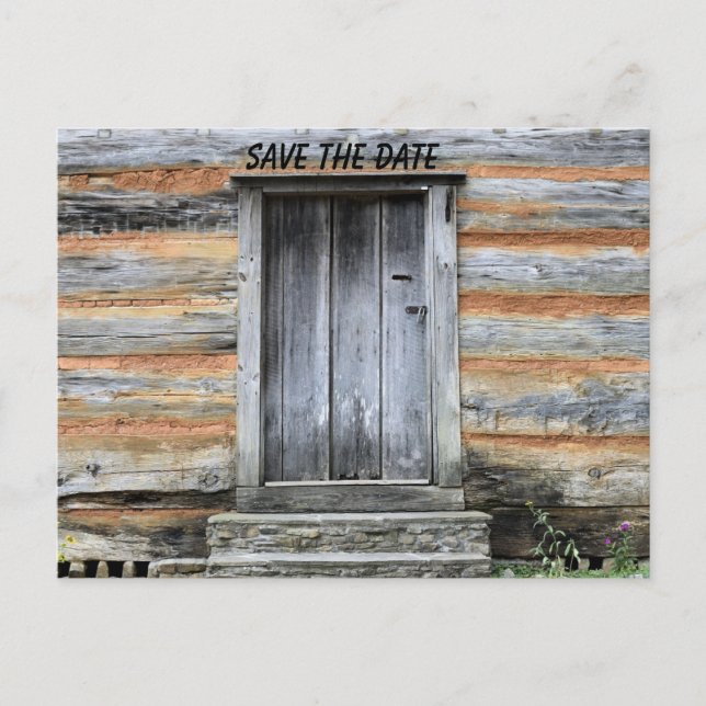 RUSTIC LOG CABIN HOUSE SAVE THE DATE INVITATIONS (Front)