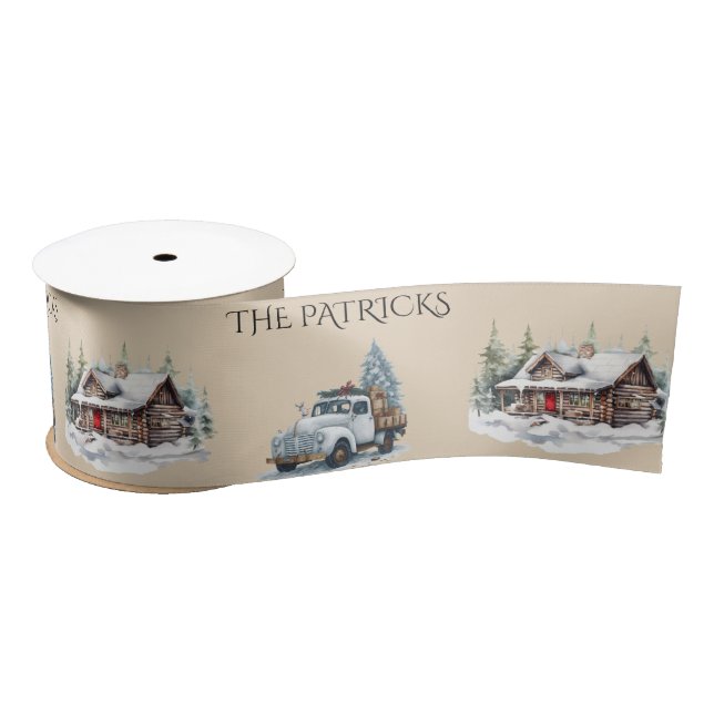 Rustic Log Cabin in the Mountains  Satin Ribbon (Spool)