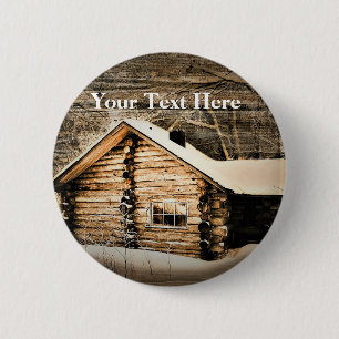 Rustic Log Cabin In The Wilderness 2 Inch Round Button