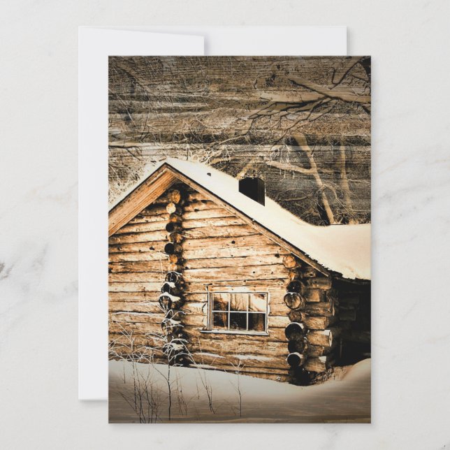 Rustic Log Cabin In The Wilderness Invitation (Front)