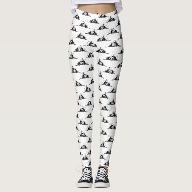 Rustic Log Cabin Pattern CUSTOM BACKGROUND COLOR Leggings (Front)