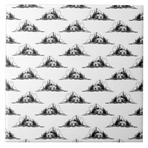 Rustic Log Cabin Pattern CUSTOM BACKGROUND COLOR Tile