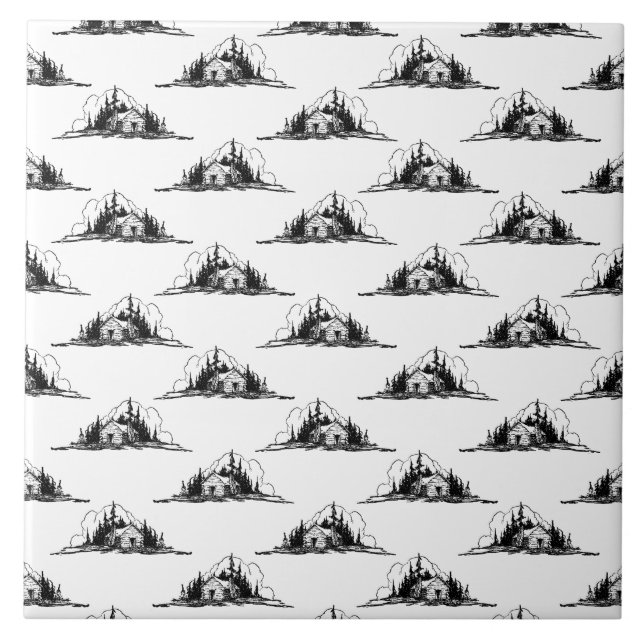 Rustic Log Cabin Pattern CUSTOM BACKGROUND COLOR Tile (Front)