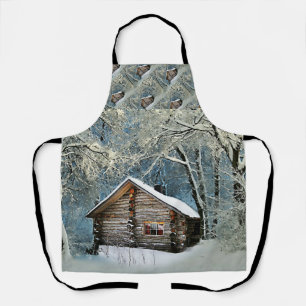Rustic Log Cabin Winter Magic Apron