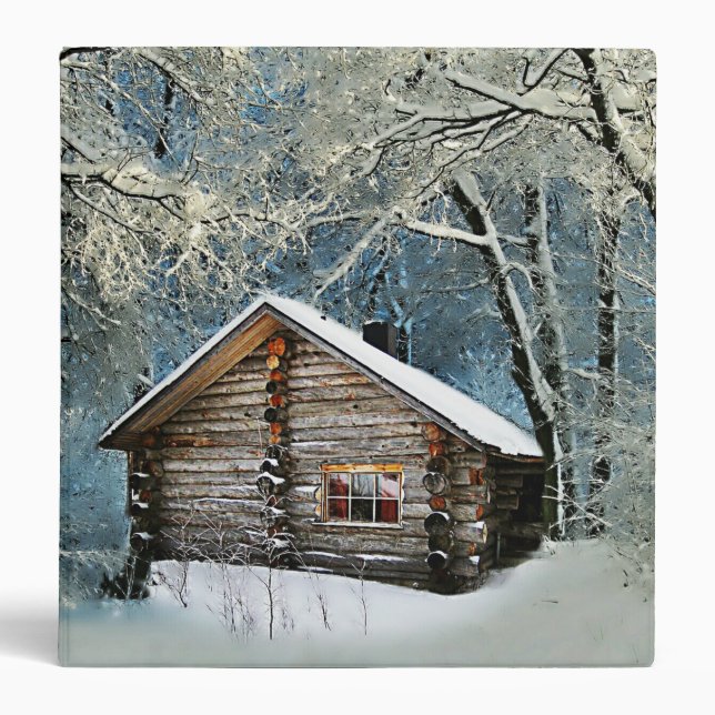 Rustic Log Cabin Winter Magic Binder (Front)