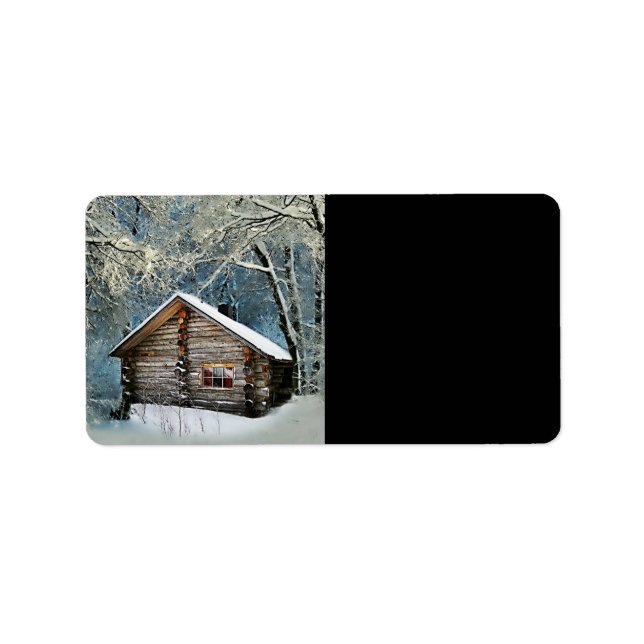 Rustic Log Cabin Winter Magic Label (Front)