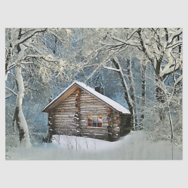Rustic Log Cabin Winter Magic Tissue Paper (Front)