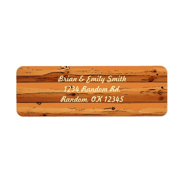 Rustic log cabin wood return address labels (Front)