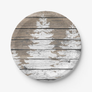 Rustic Look Pines Personalize Paper Plate