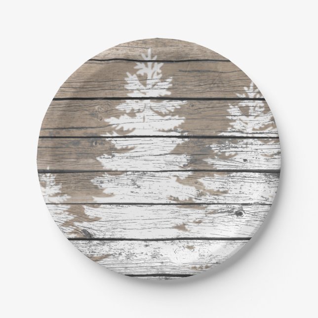 Rustic Look Pines Personalize Paper Plate (Front)