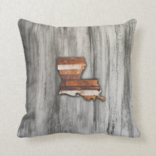 Rustic Louisiana Shape Throw Pillow