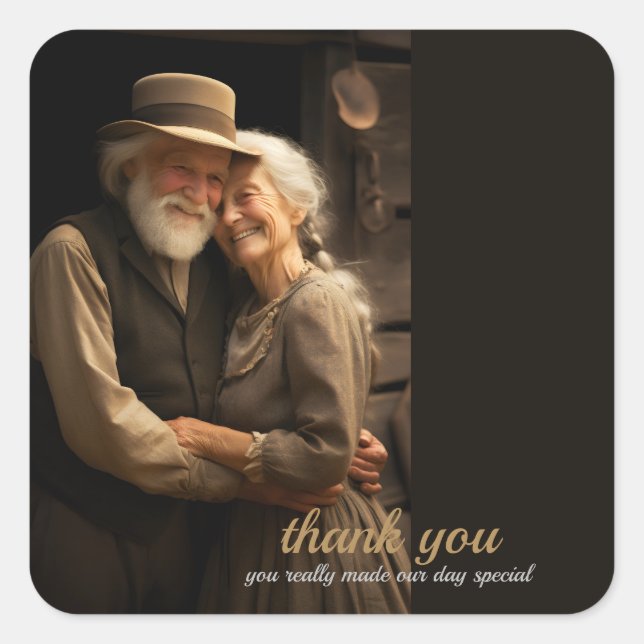 Rustic Love 1 square photo holder thank you Square Sticker (Front)