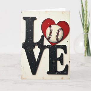 Rustic Love Baseball Heart Card