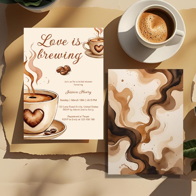 Rustic Love is brewing coffee Bridal Shower Invitation (Creator Uploaded)