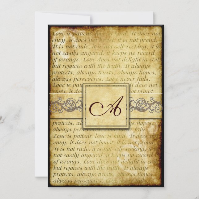 Rustic Love is Patient Vintage Wedding Invitations (Front)
